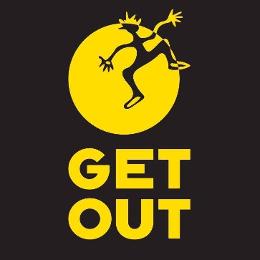 The logo of GET OUT outdoor store